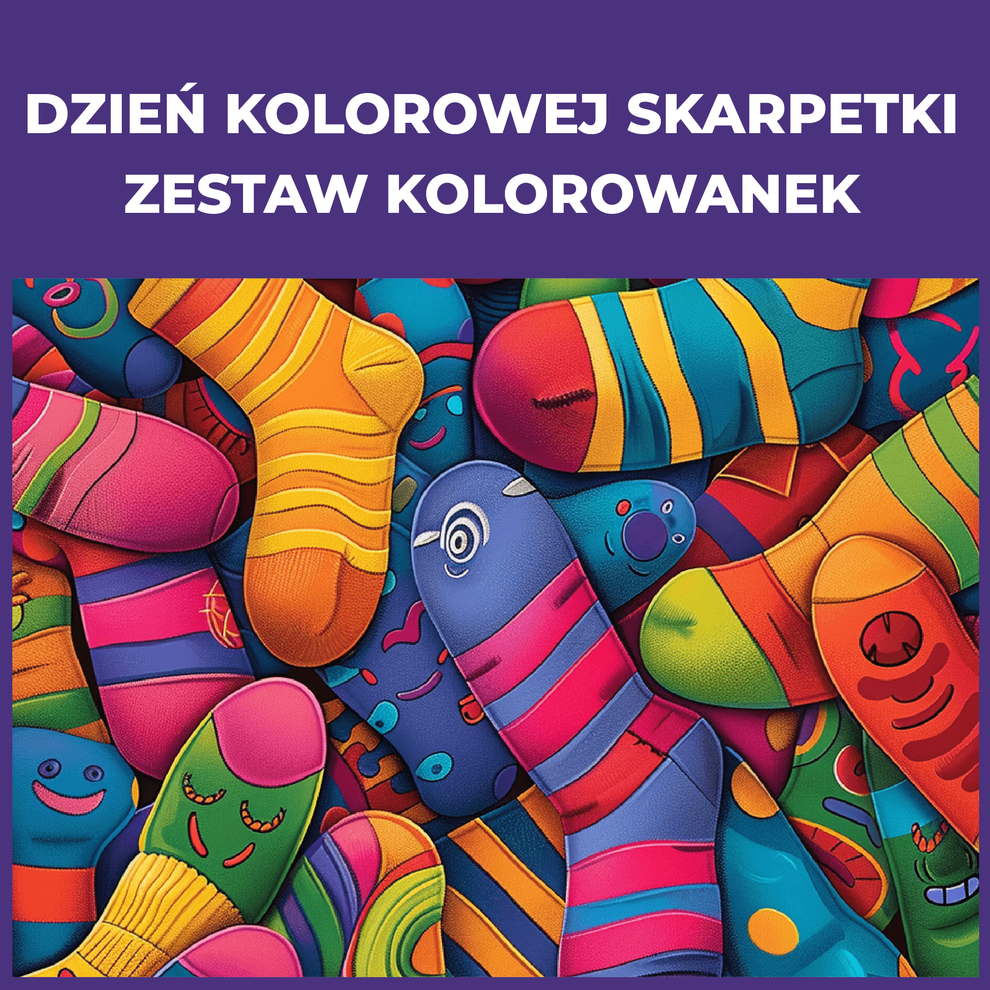 Dzień kolorowej skarpetki - zestaw kolorowanek