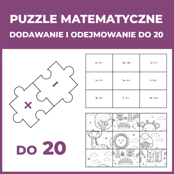 Puzzle matematyczne – dodawanie i odejmowanie do 20