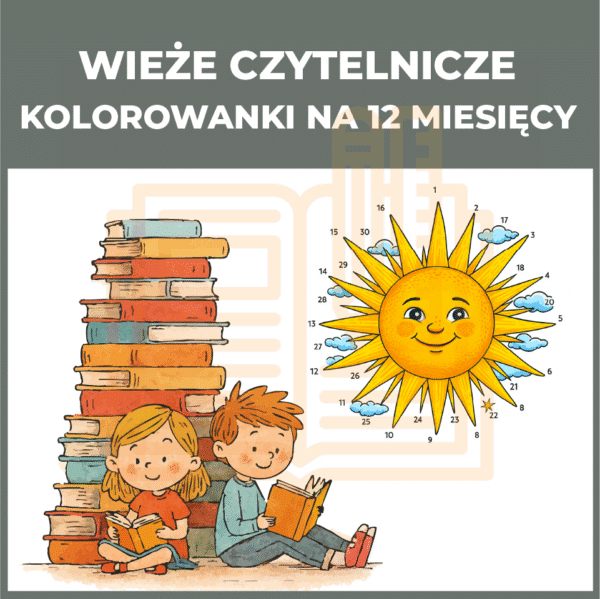 Wieże czytelnicze na 12 miesięcy - kolorowanki