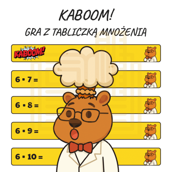 Gra matematyczna kaboom z tabliczką mnożenia