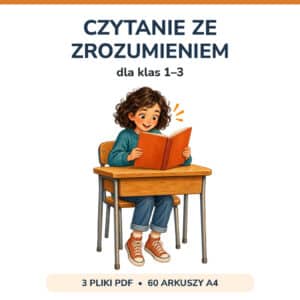 Okładka zestawu Czytanie ze zrozumieniem dla klas 1–3: dziewczynka czyta książkę